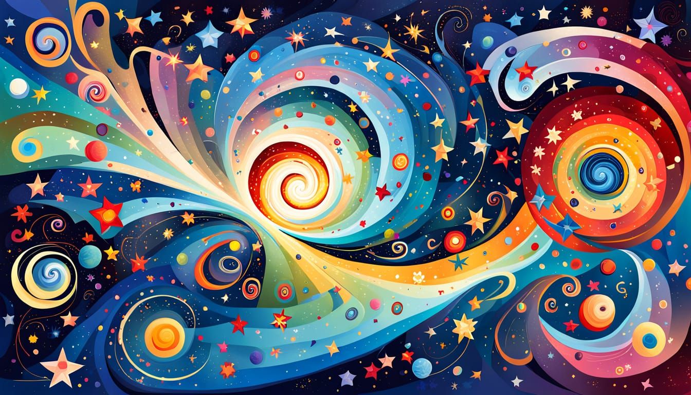 magic stars, swirly cosmos, vortex, nursery of stars, fantasy, Kandinsky