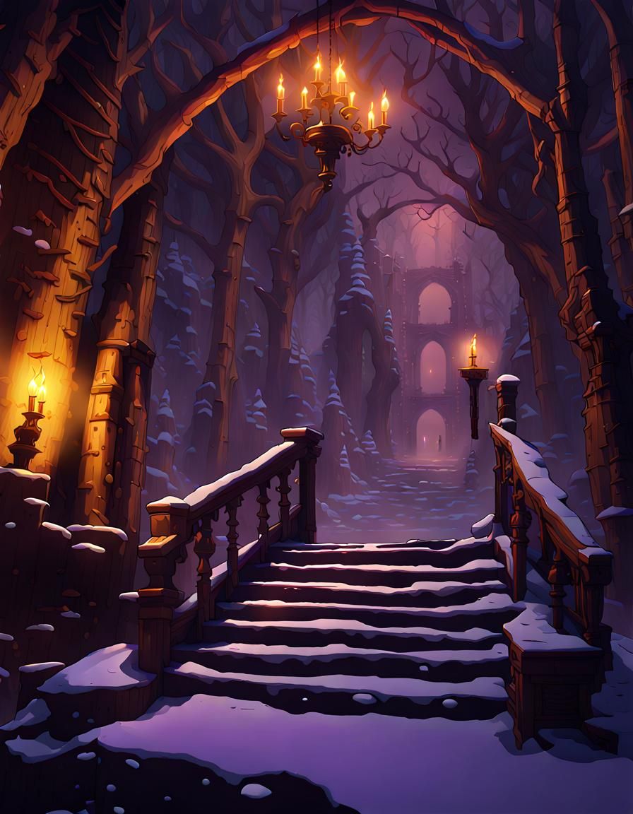 Decaying Winter Horror Game: Dark Fantasy Concept Art