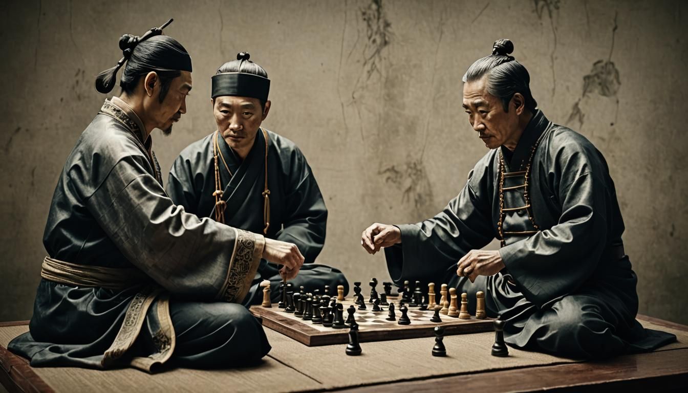 Ancient Chinese Chess Game in Cinematic Style