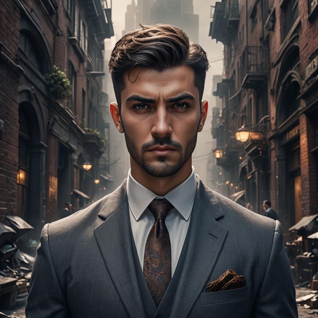 Edgy Professional Businessman: Detailed Matte Painting