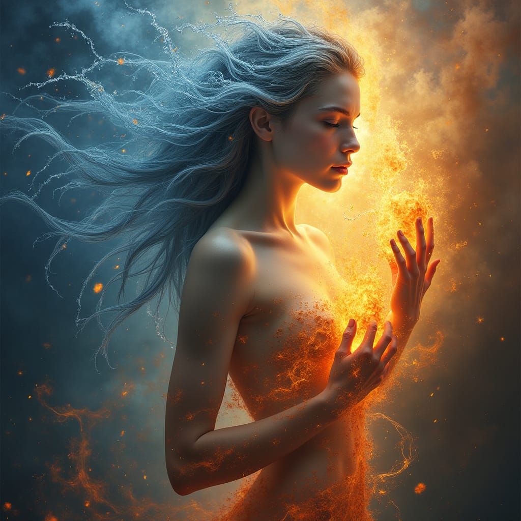 Ethereal Elemental Goddess in Cosmic Fantasy Art Style