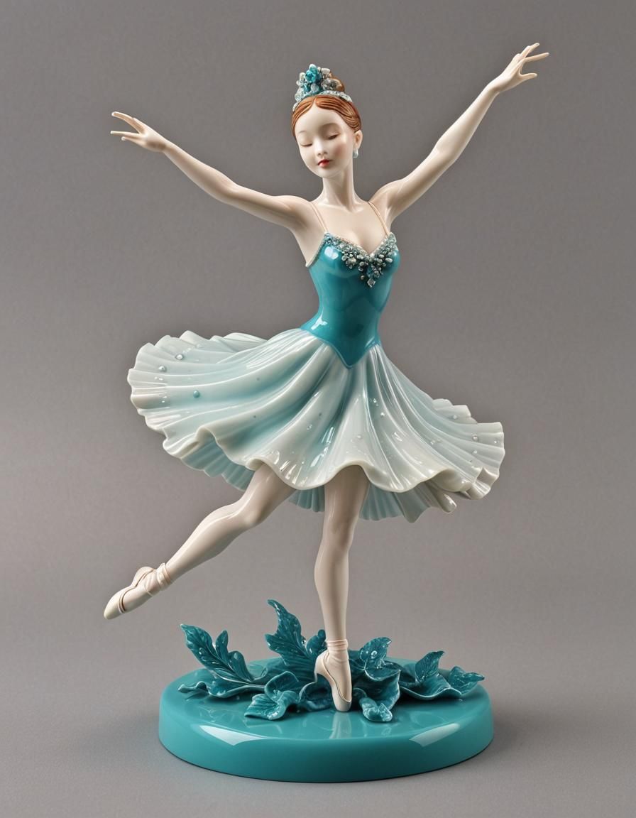 Porcelain and Glass Ballerina Figurine in 3D