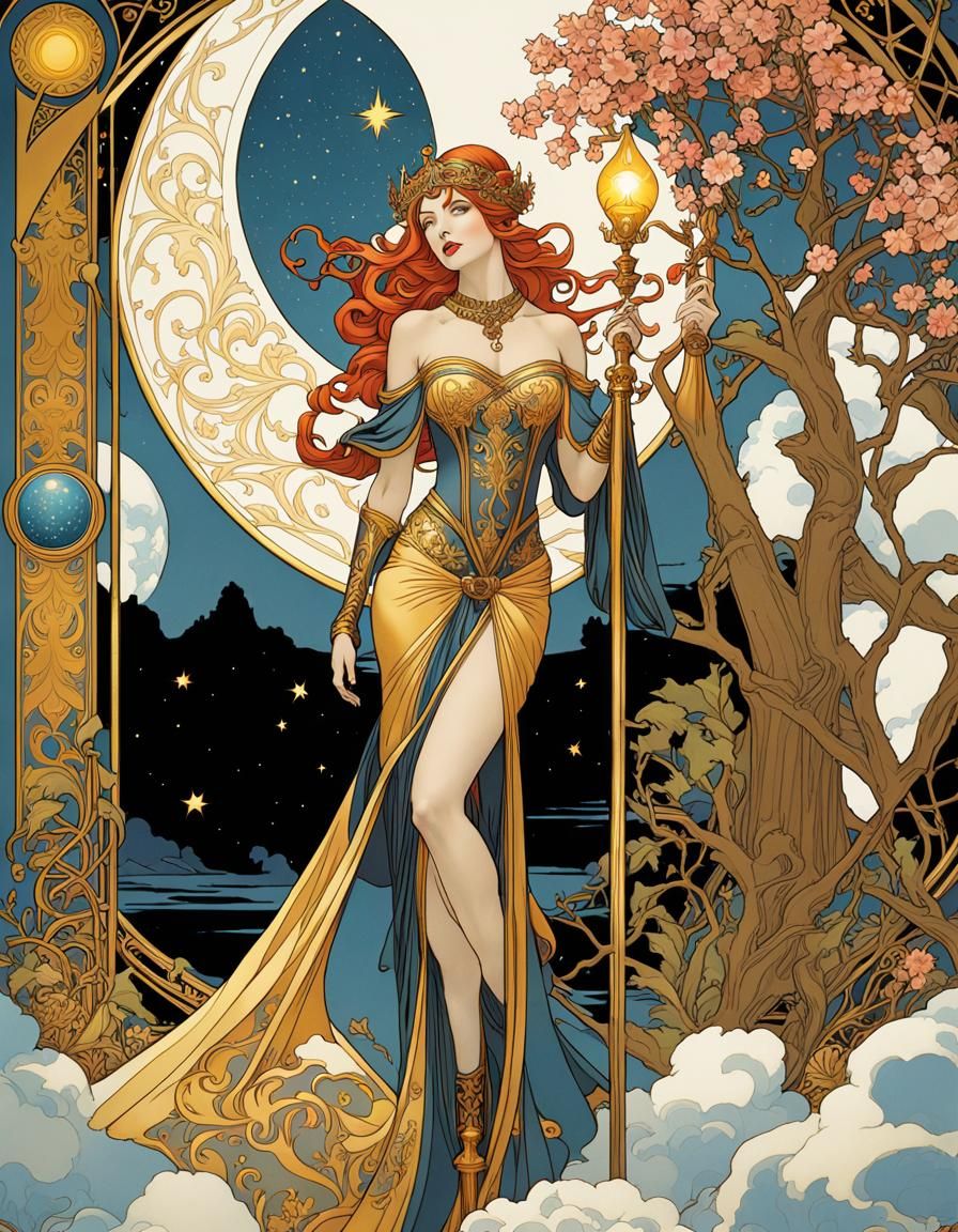 Arcane Tarot Cards in Art Nouveau Style