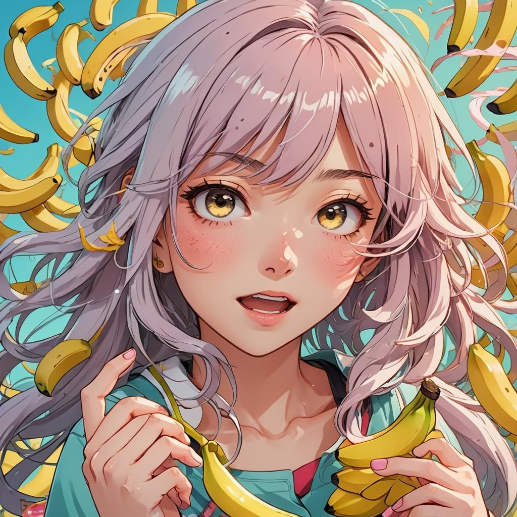 Comedic Anime Girl Slipping on Banana Peel