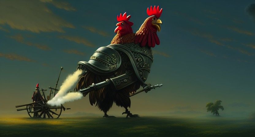Steampunk Conquistador Rooster in Ethereal Anime Style