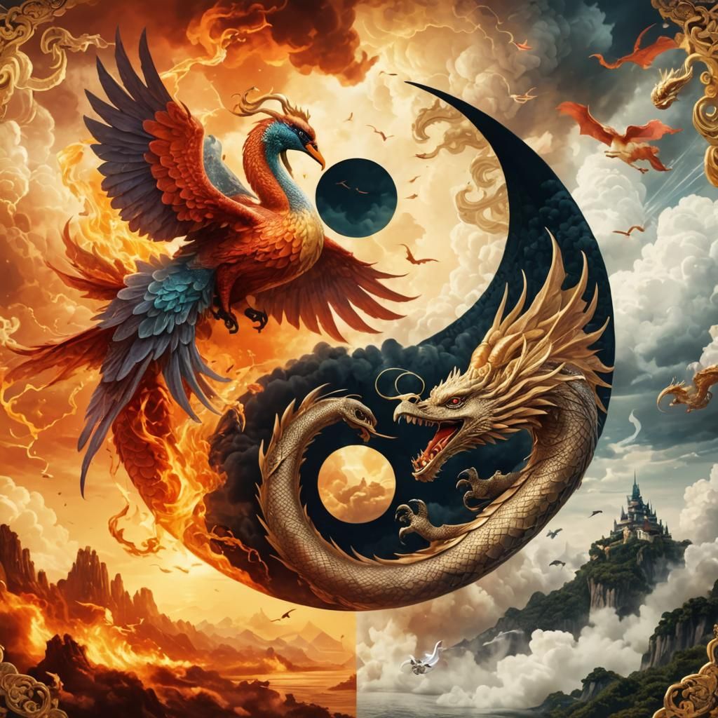 Swan versus Dragon in Cloudy Battle