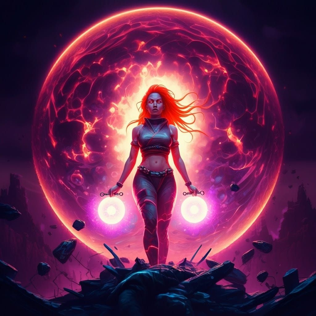 Ethereal Warrior Unleashes Cosmic Power Under Full Moon