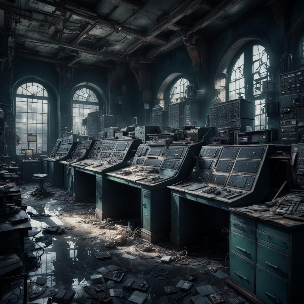 Abandoned 1950s Lab in Old Castle: Digital Matte