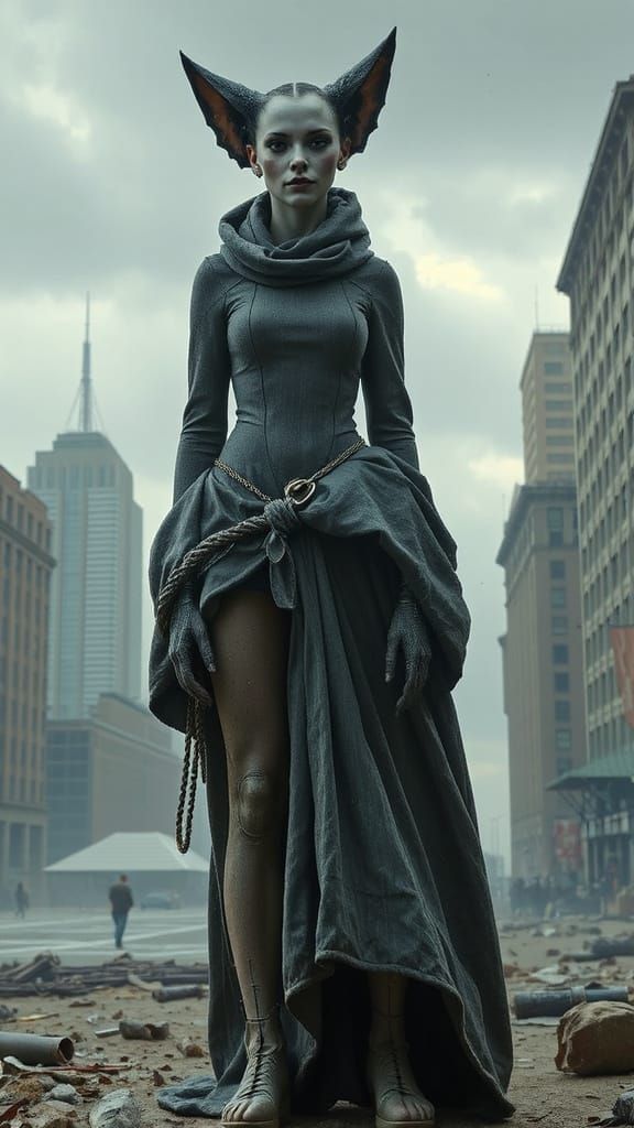 Cyberpunk Lucy Lynx in Dystopian Cityscape