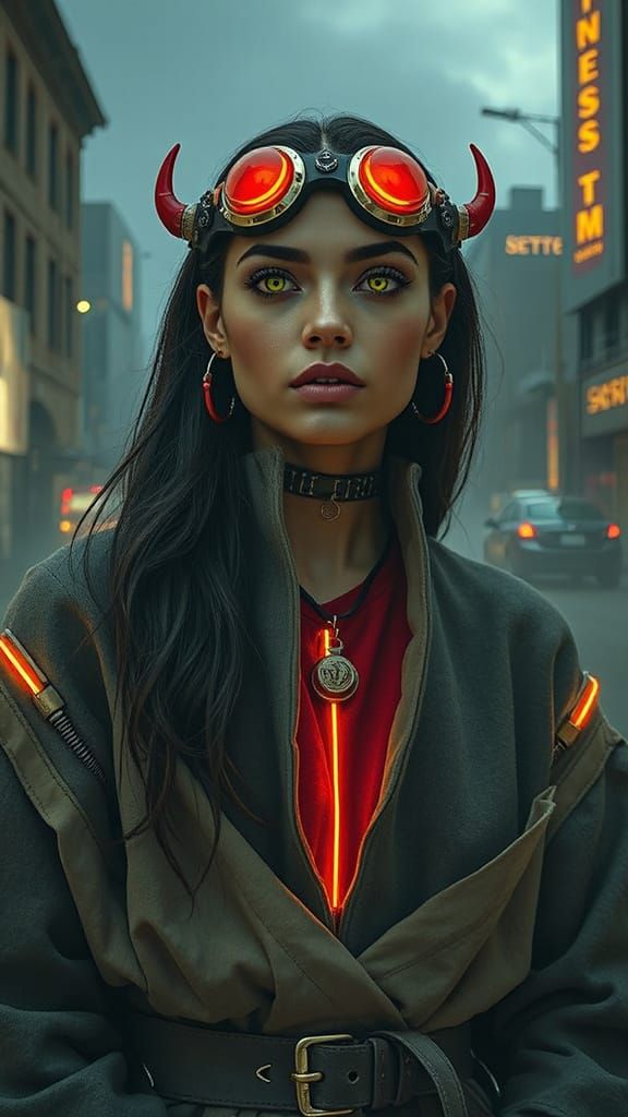 Lucy Lynx in Cyberpunk Dystopia: Digital Art