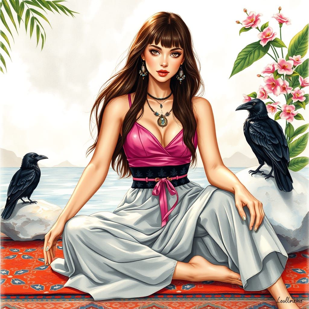 Hyper-Realistic Portrait of a Young Woman in a Vibrant Setti...