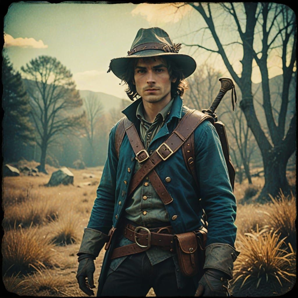 Nostalgic Fantasy Adventurer in Retro Film Style