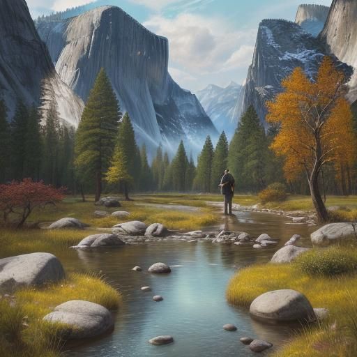Yosemite Hiking Trail in Detailed Matte Painting