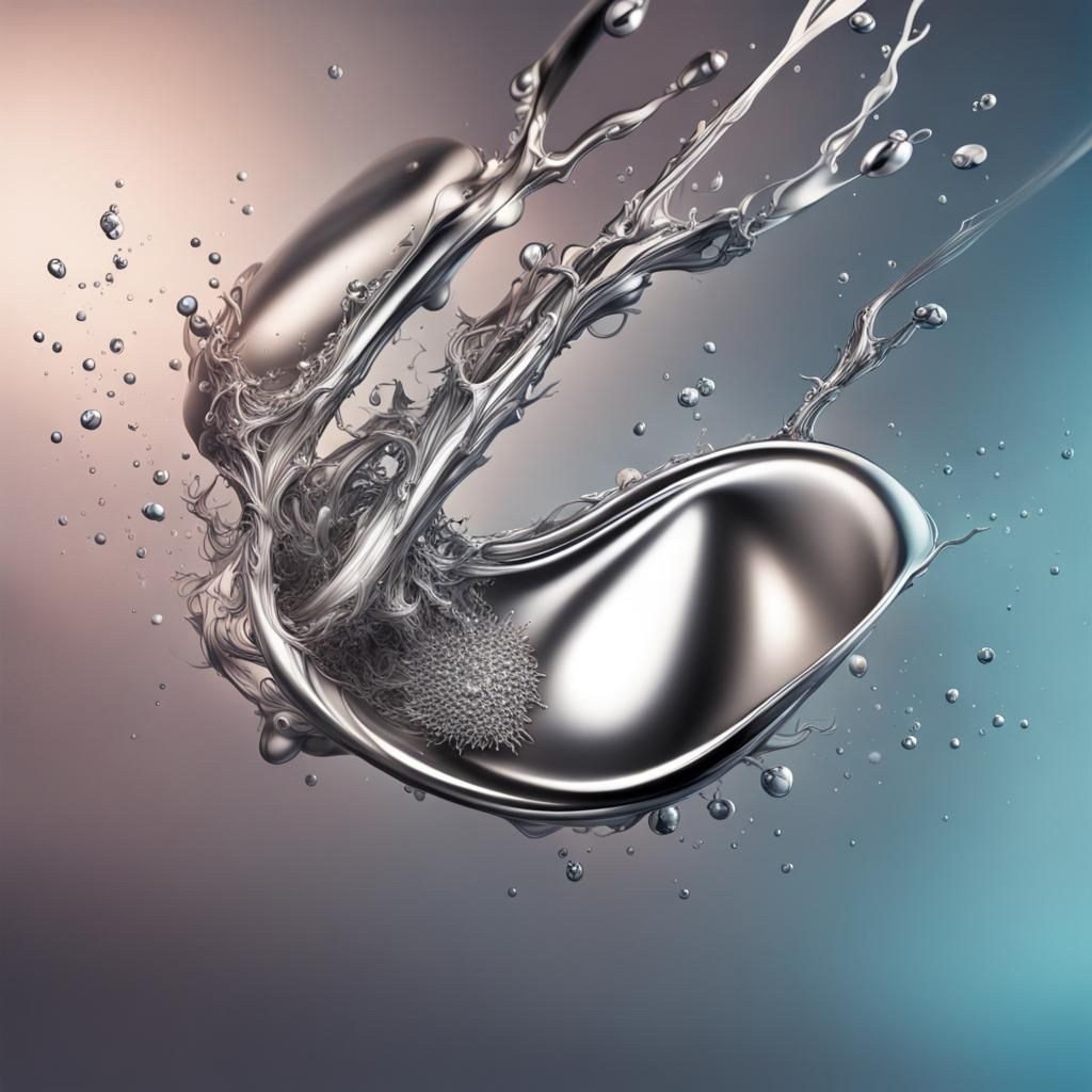 Hyperrealistic Silver Figure in Splash Art Style