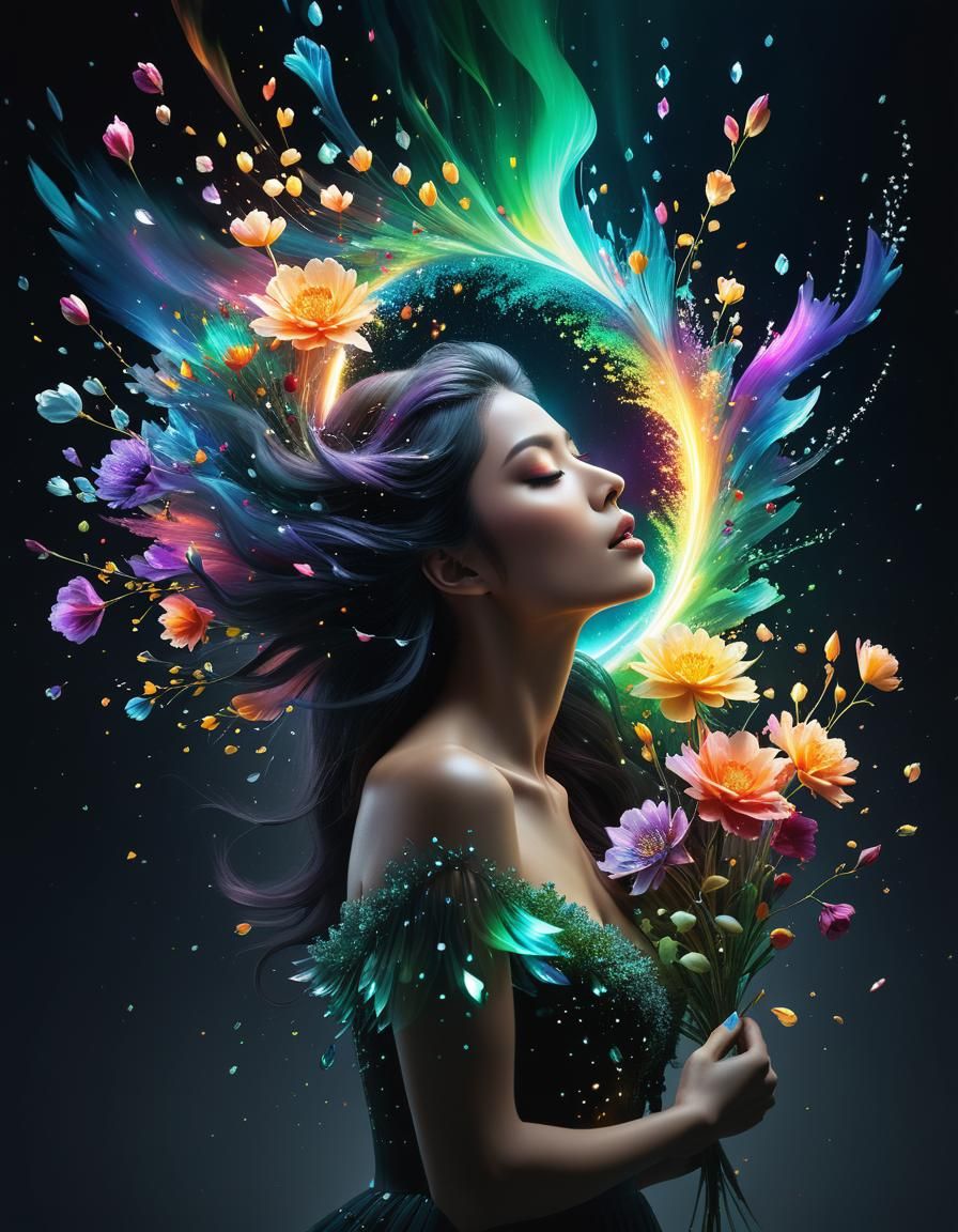 Exploding Flowers Mirror Aurora Particle Flow