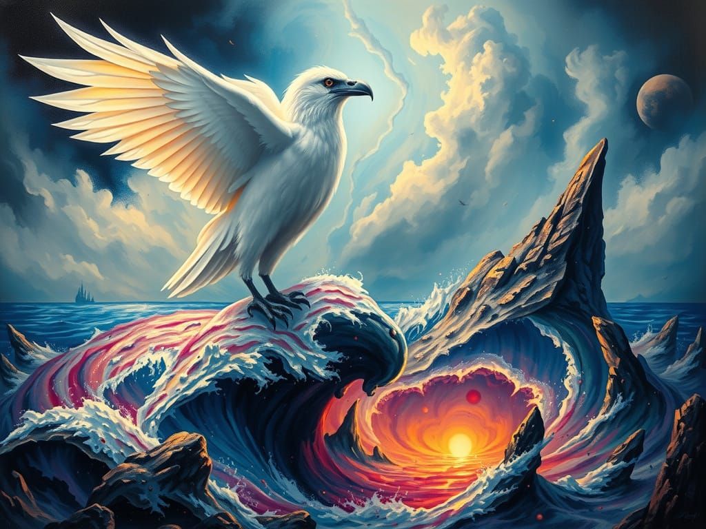 Majestic White Raven Creator of the World