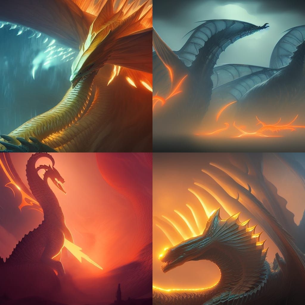 Ghidorah Concept Art in Dynamic Lighting