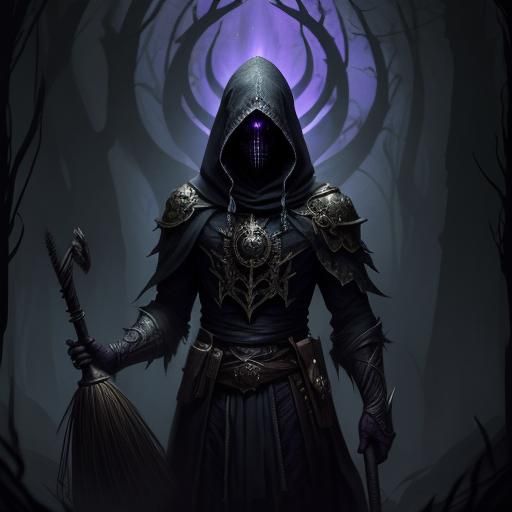 Hooded Magic Being in Dark Fantasy Ambiance