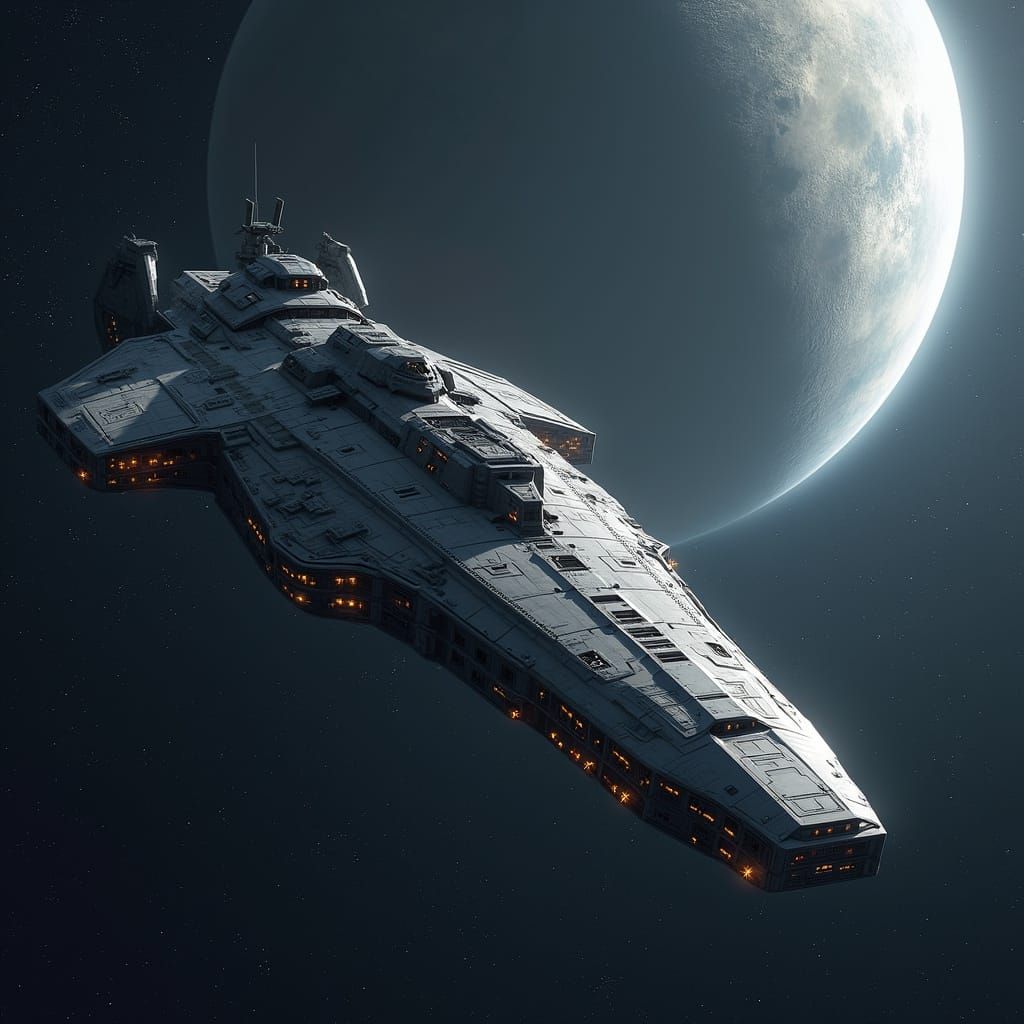 Colossal Generation Spaceship Drifts Past Gas Planet