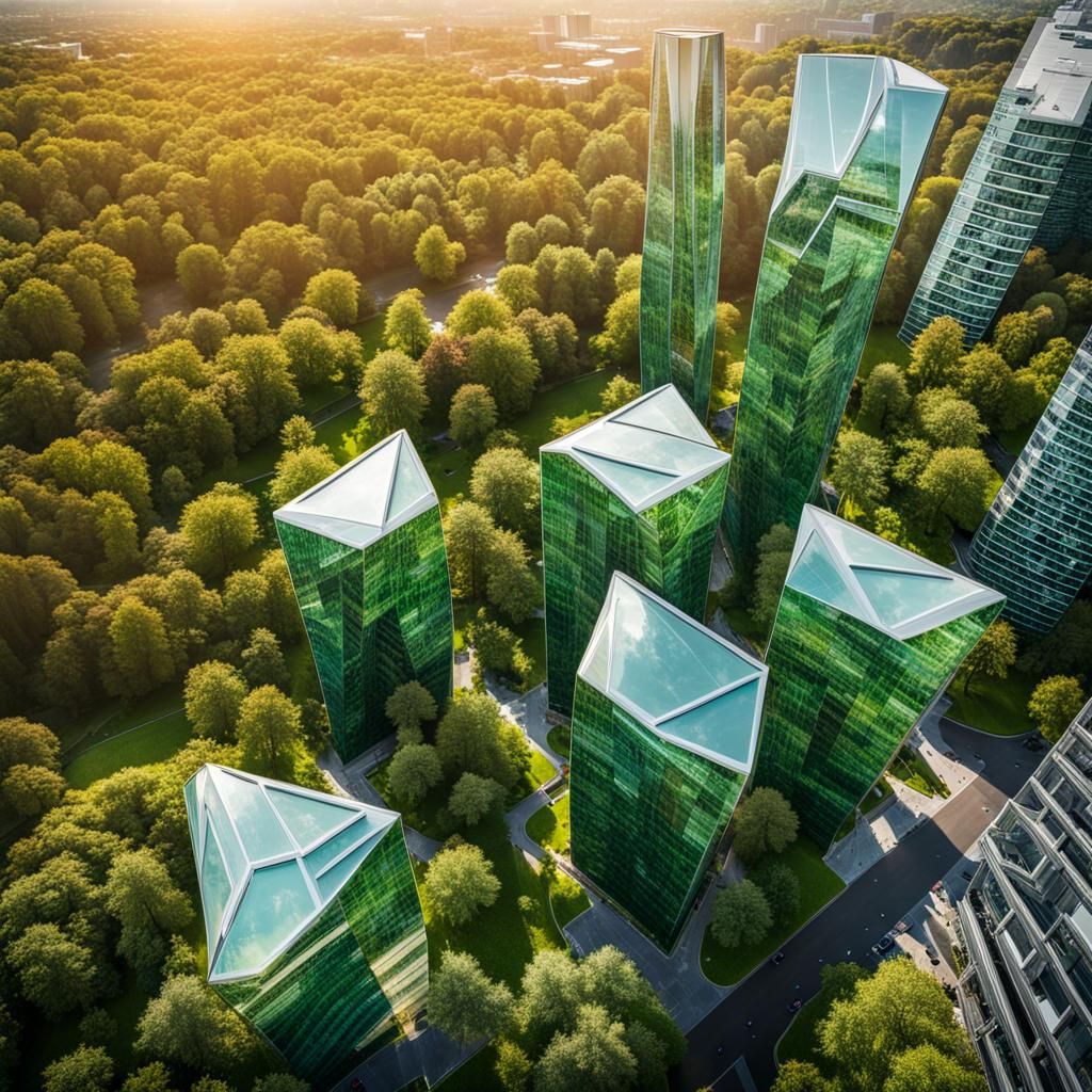 Ecopunk Utopian Cityscape Aerial View