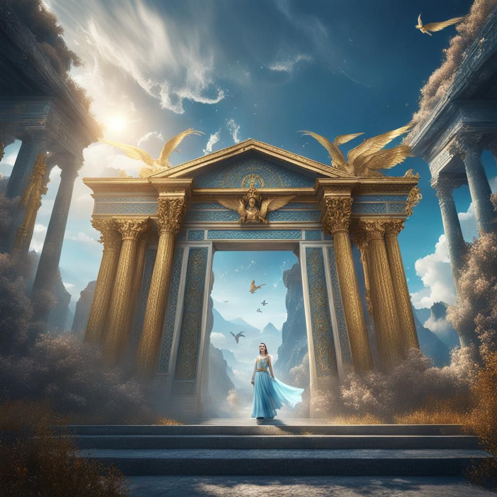 Fantasy Greek Goddess at Ethereal Gate