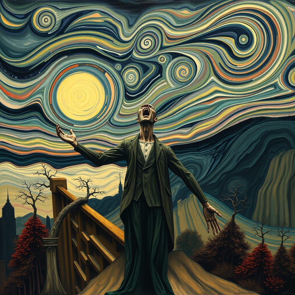 Surrealist Figure in Agony, Inspired by Munch's The Scream
