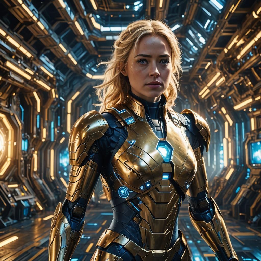 Sci-Fi Armored Woman in Cinematic Style