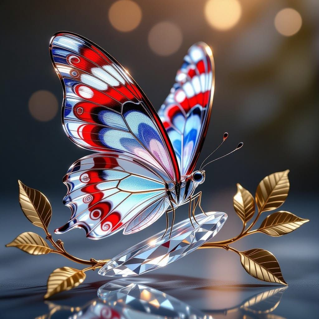 Glass Butterfly Sculpture with Swirling Patterns