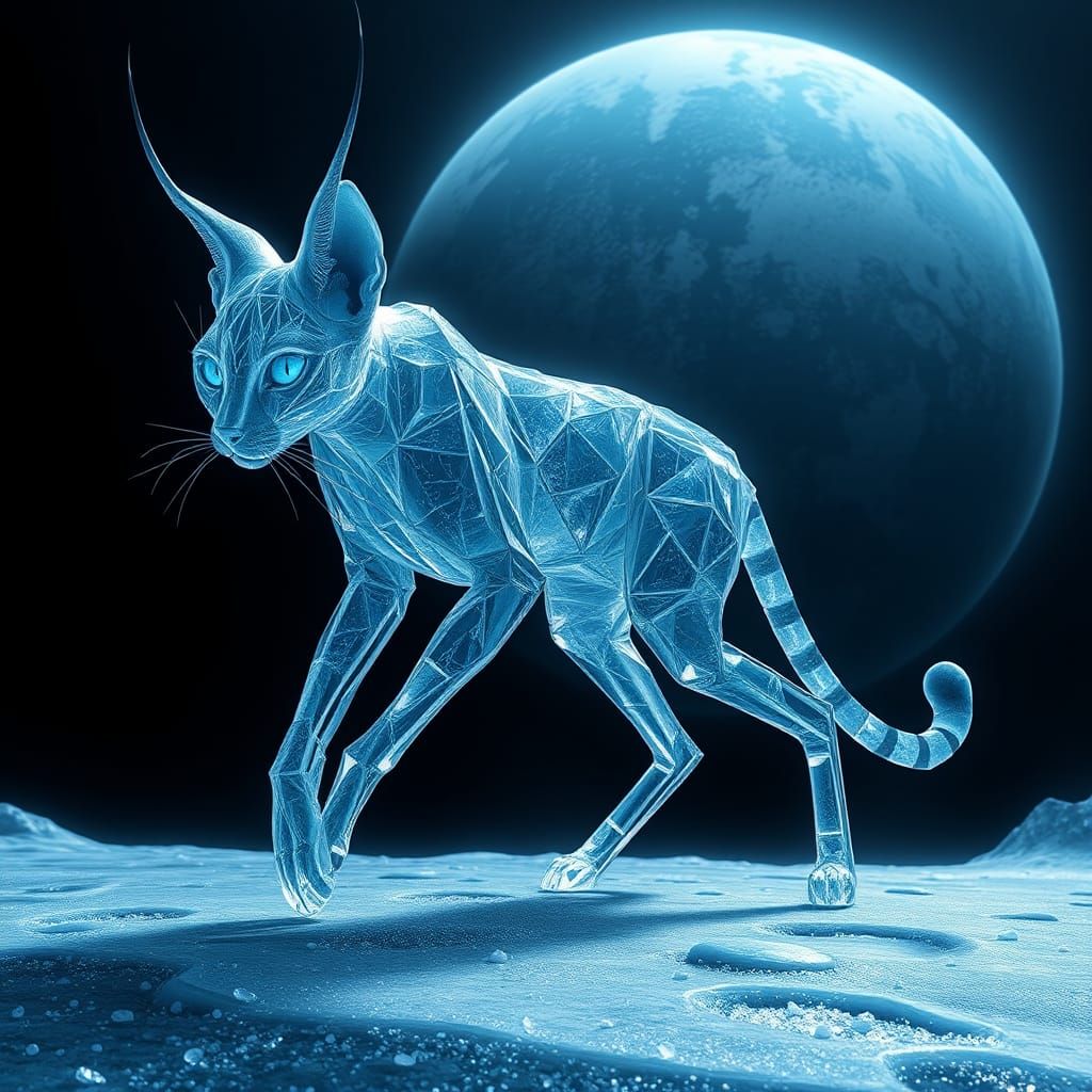 Icy Serval Walks Frozen Alien World