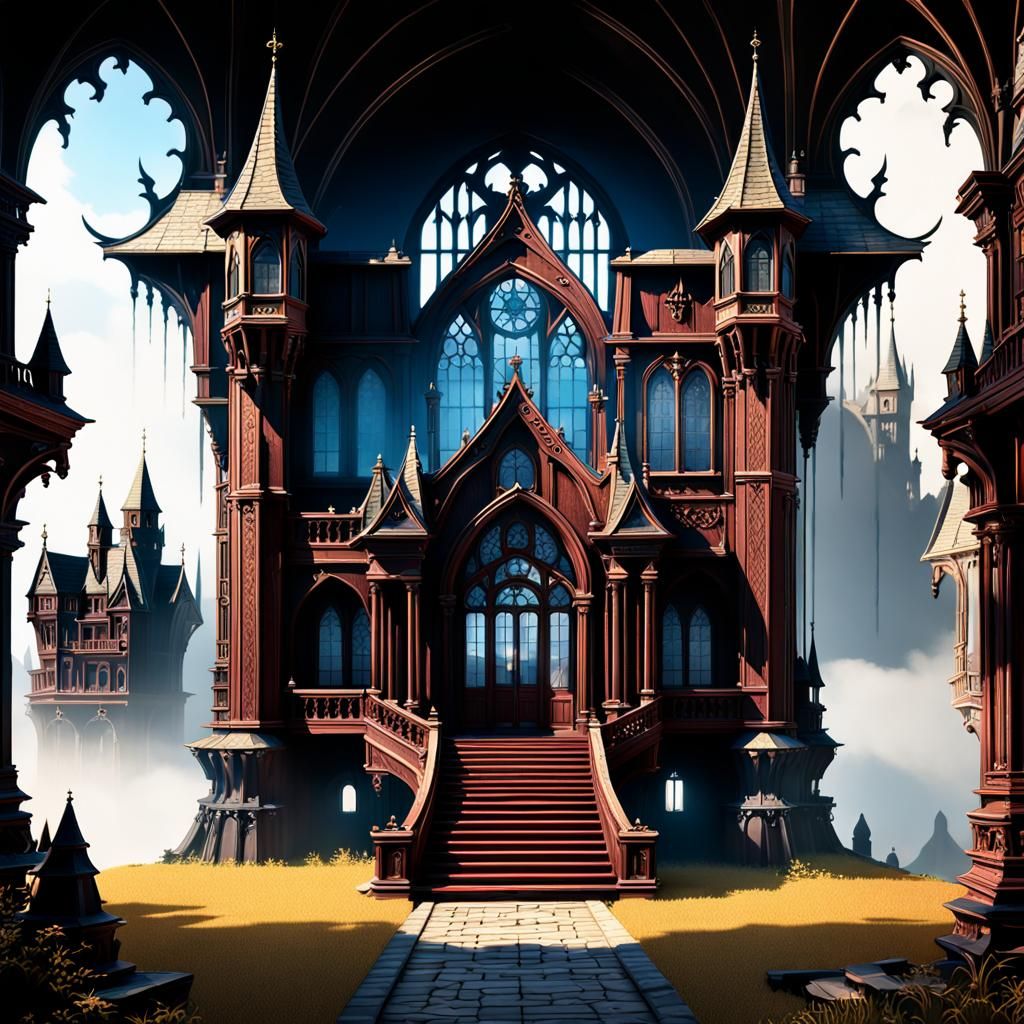 Grand Gothic Mansion in Detailed Matte Painting