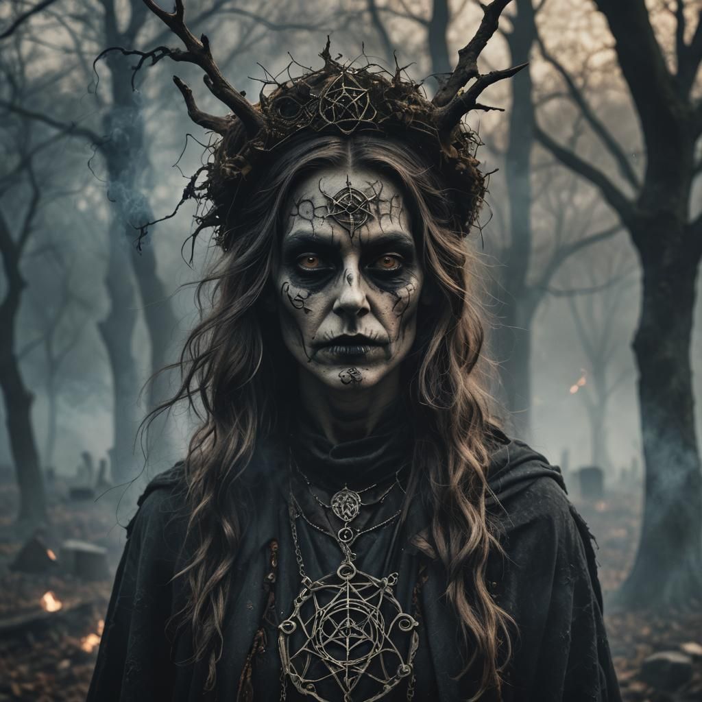 Creepy Samhain Creature in Graveyard Portrait