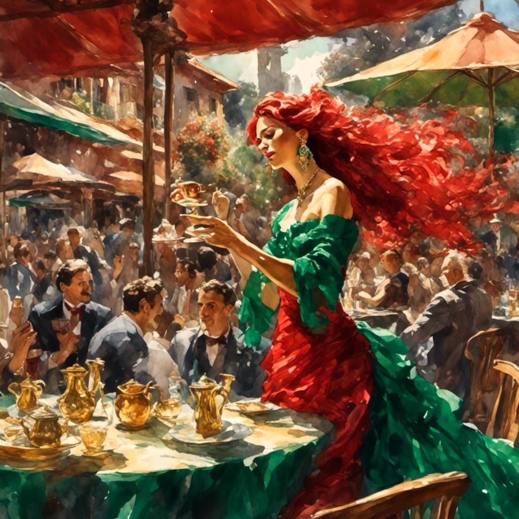 Flamenco Dancer in Red Dress: Matte Painting
