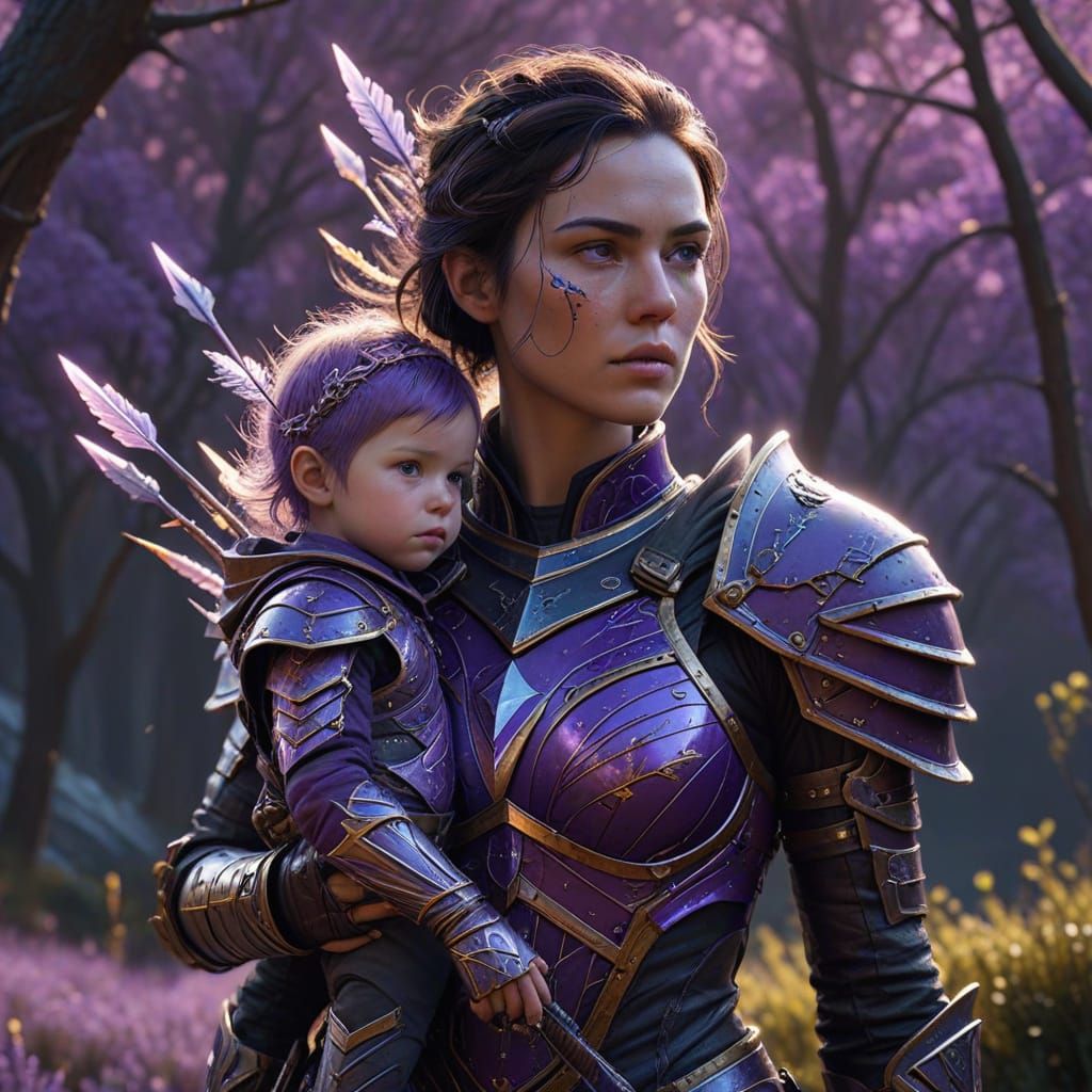 Maternal Guardian in Lavender Armor