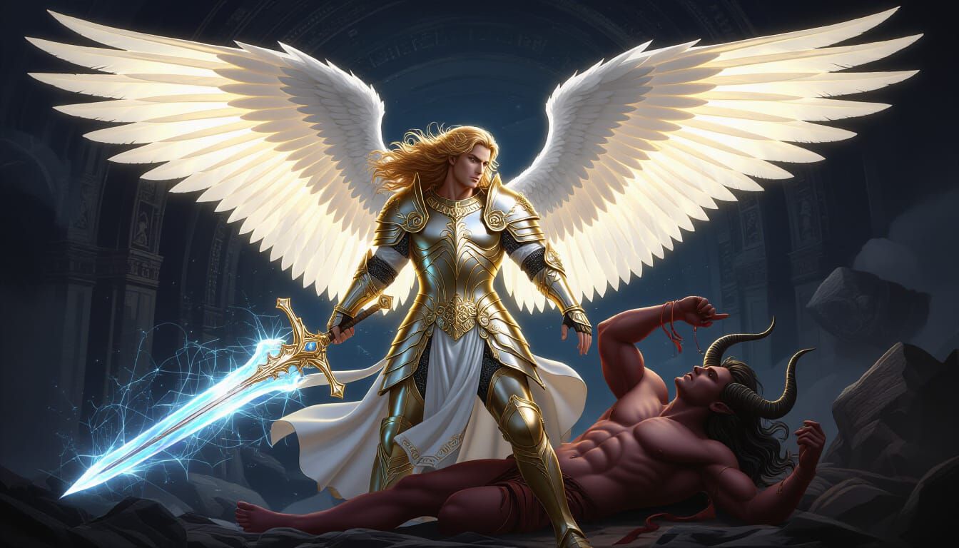Archangel Michael Defeats Lucifer in Epic Biblical Battle