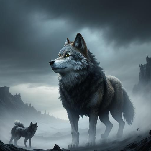 Epic Wolves in Detailed Digital Matte Painting