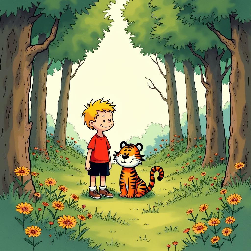 Calvin and Hobbes Portrait in Comic Style