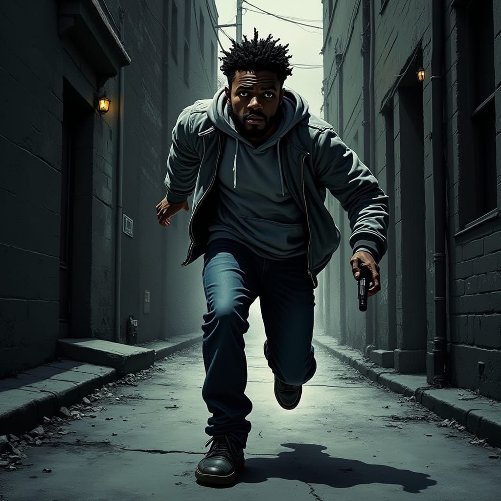 A Young Man's Desperate Flight in a Gritty Urban Landscape
