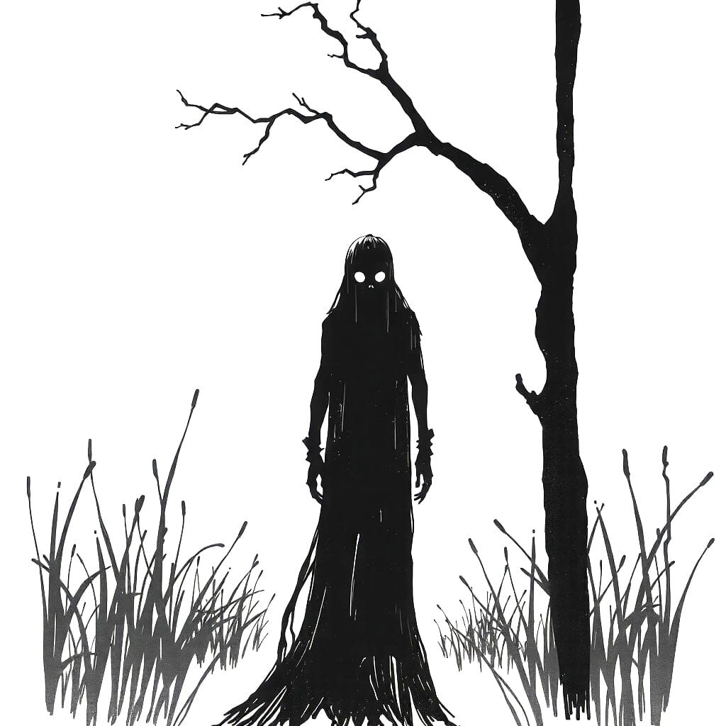 Simple Scary Black and White Outline