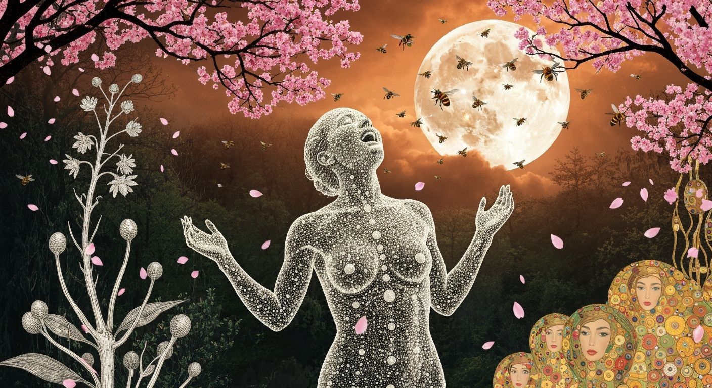 Bio Art Collage of Exile Rebel in Moonlit Forest