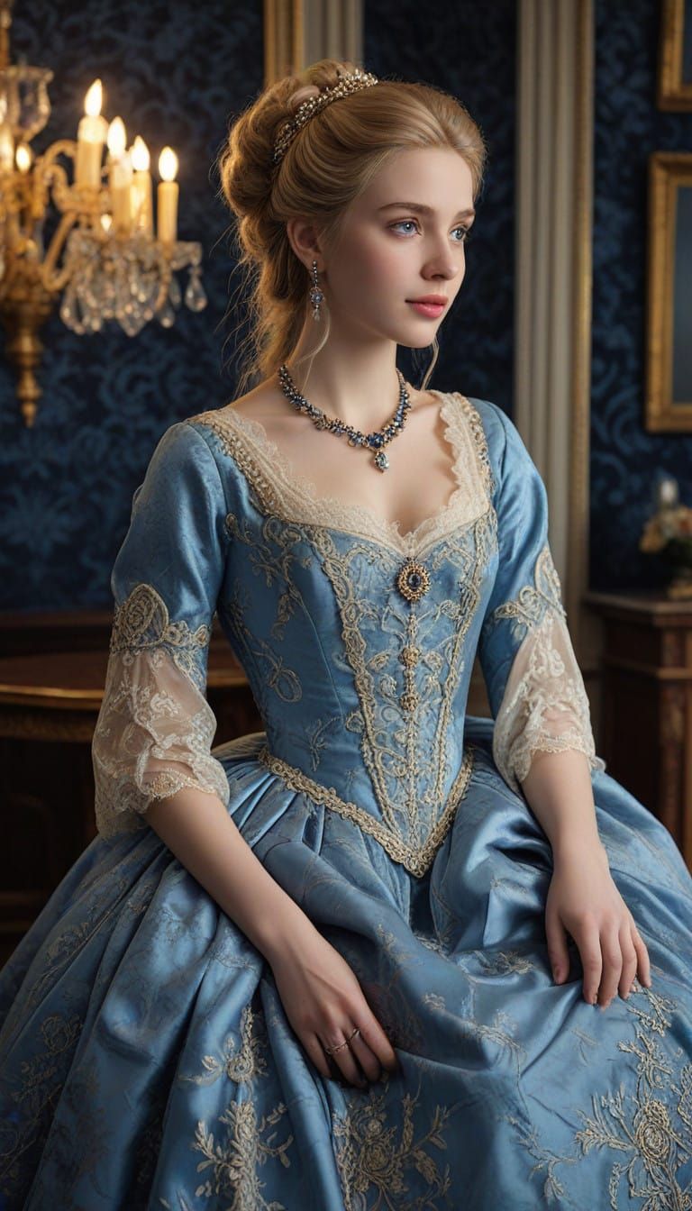 Ethereal 18th Century Maiden in Opulent Estate