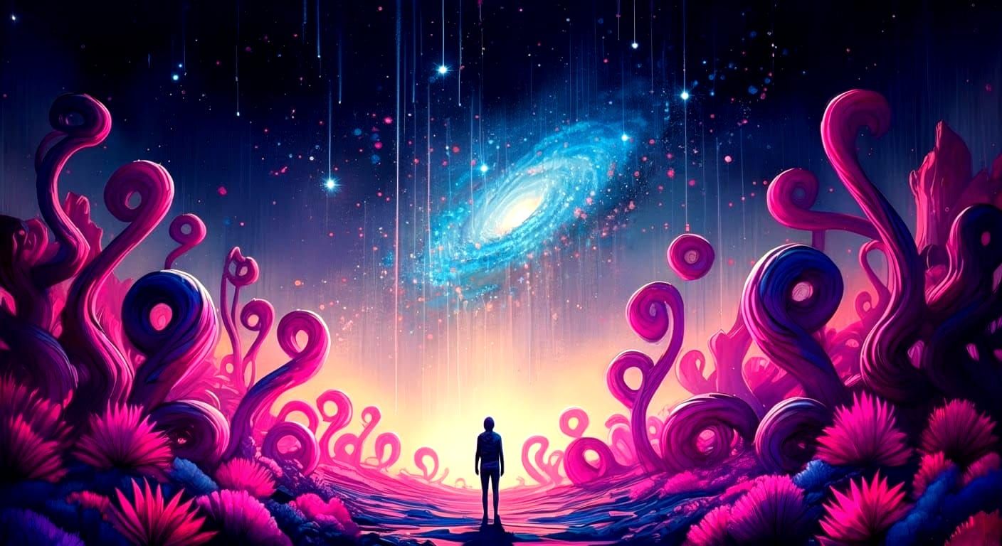 Alien Planet Stargazing in Graffiti Art Style