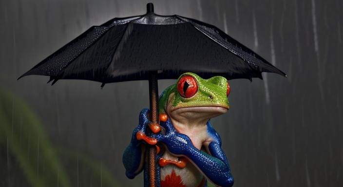 Red-Eyed Tree Frog in Torrential Rain