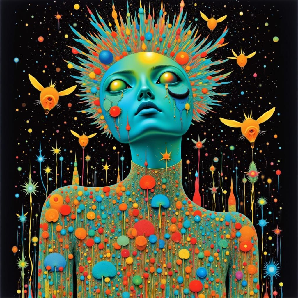 Psychedelic Forest Fairy in Moebius Style