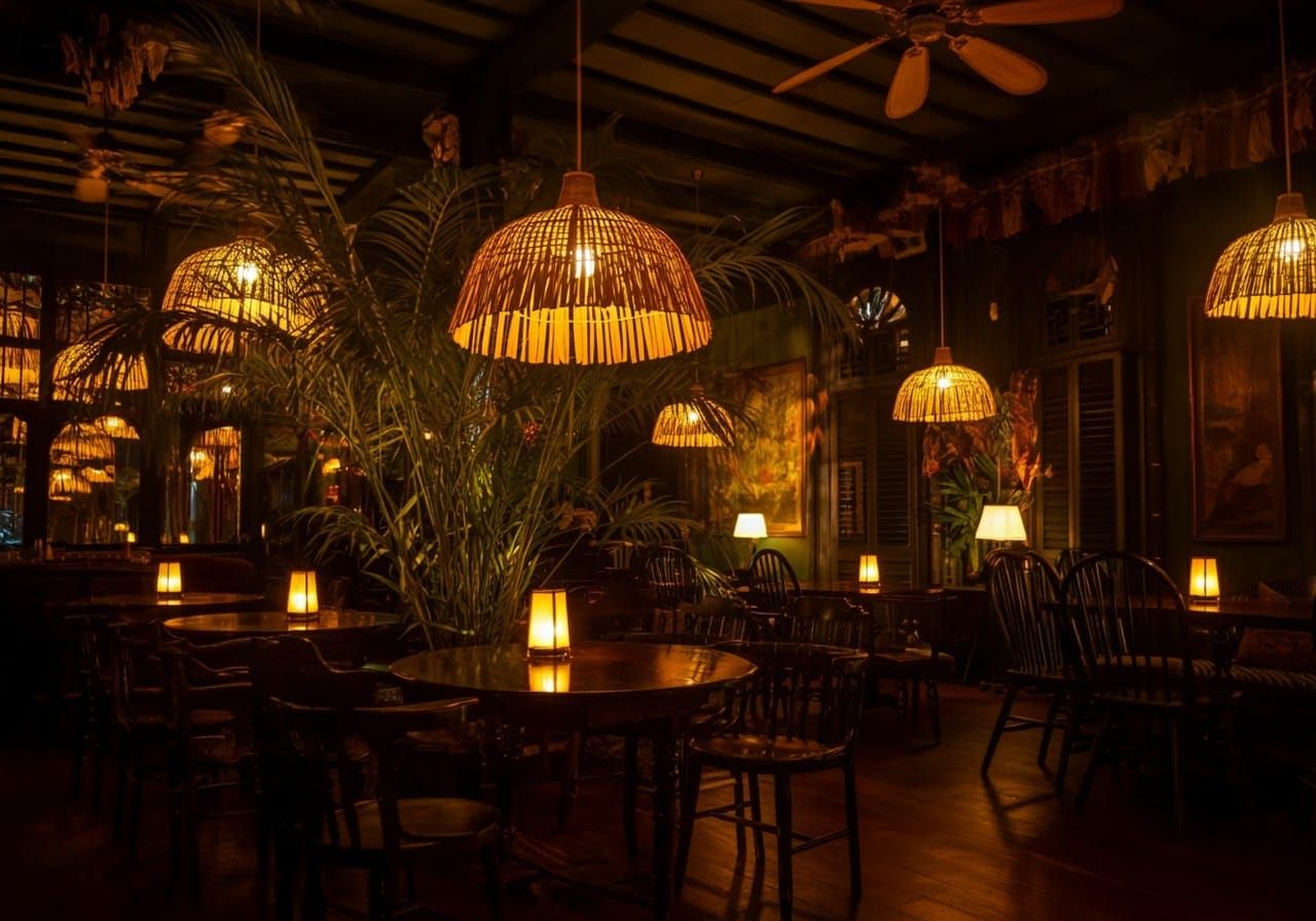 Colonial Singapore Bar Interior in Ornate Style