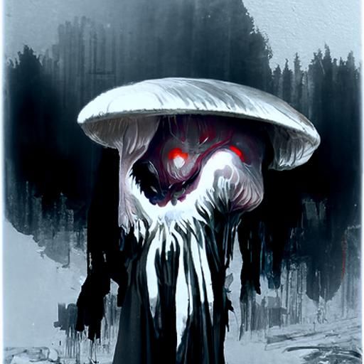 Sinister Mushroom Man in Dark Fantasy Style