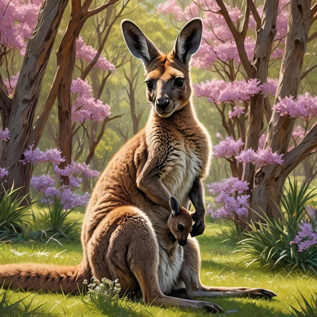 Kangaroo with Joey in Pouch