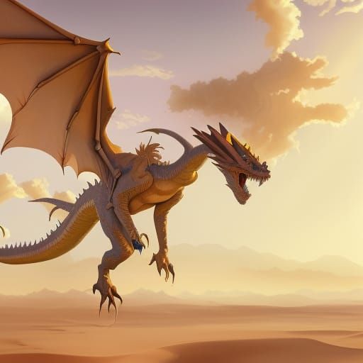 Desert Dragon Soaring: Detailed 8k Concept Art