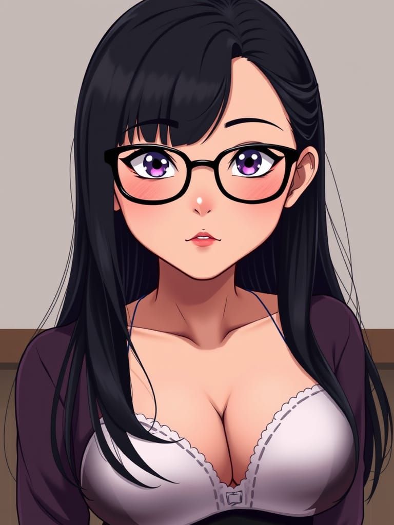 Mature Asian Teacher in Chic Anime Style