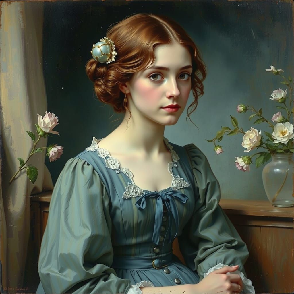 Dreamlike Portrait in the Style of Aestheticism