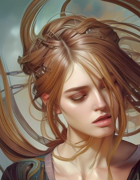 Enchanting Blonde Fairy Portrait in Art Nouveau Style